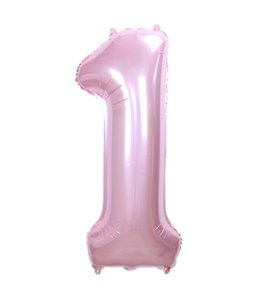 Q2party Folie Ballon Cijfer 1 Roze - XL 86 Cm