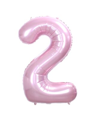 Q2party Folie Ballon Cijfer 2 Roze - XL 86 Cm