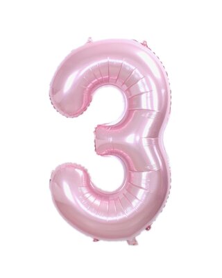 Q2party Folie Ballon Cijfer 3 Roze - XL 86 Cm