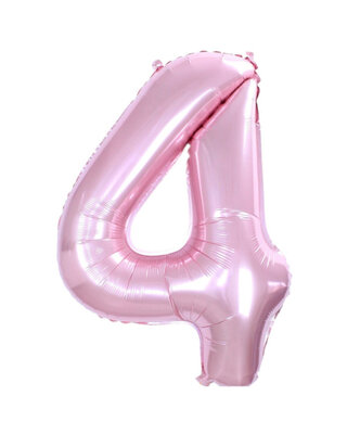 Q2party Folie Ballon Cijfer 4 Roze - XL 86 Cm
