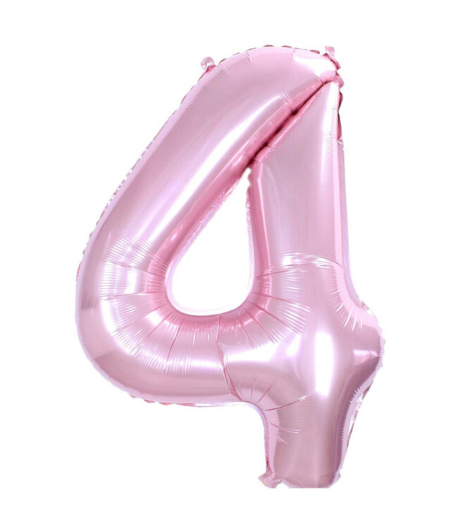 Q2party Folieballon Cijfer 4 Roze - XL 86 Cm