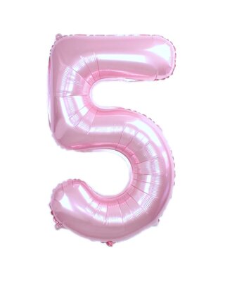 Q2party Folie Ballon Cijfer 5 Roze - XL 86 Cm