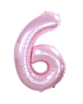 Q2party Folie Ballon Cijfer 6 Roze - XL 86 Cm