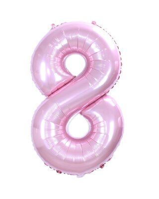 Q2party Folie Ballon Cijfer 8 Roze - XL 86 Cm