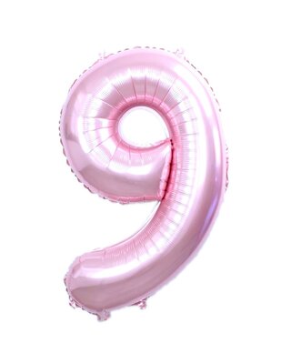 Q2party Folie Ballon Cijfer 9 Roze - XL 86 Cm
