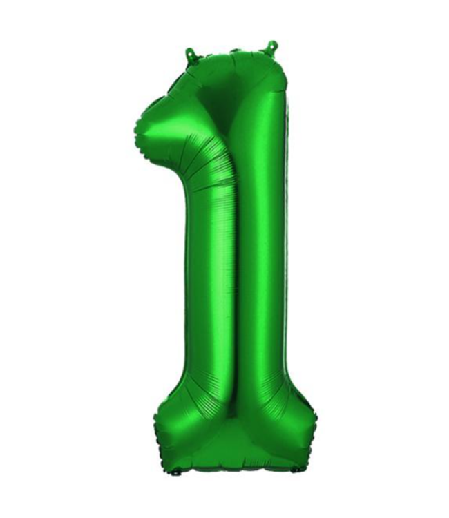 Q2party Folieballon Cijfer 1 Groen - XL 86 Cm