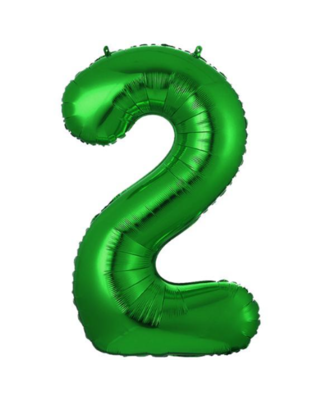 Q2party Folie Ballon Cijfer 2 Groen - XL 86 Cm