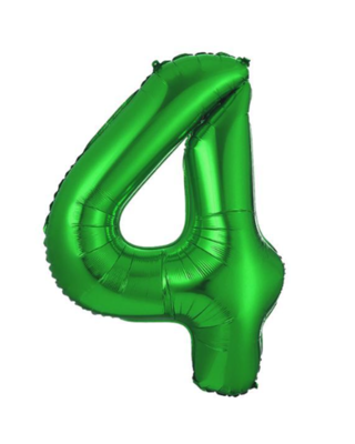 Q2party Folie Ballon Cijfer 4 Groen - XL 86 Cm