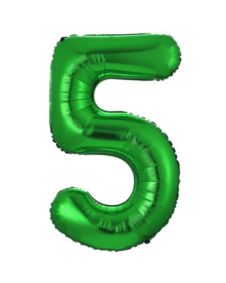Q2party Folie Ballon Cijfer 5 Groen - XL 86 Cm