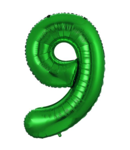 Q2party Folie Ballon Cijfer 9 Groen - XL 86 Cm