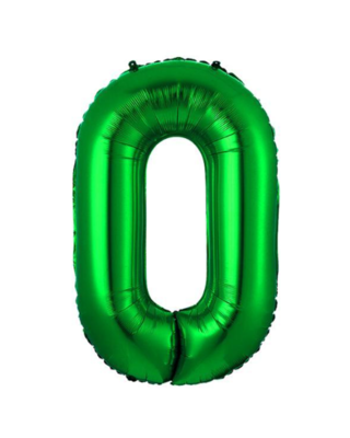 Q2party Folie Ballon Cijfer 0 Groen - XL 86 Cm