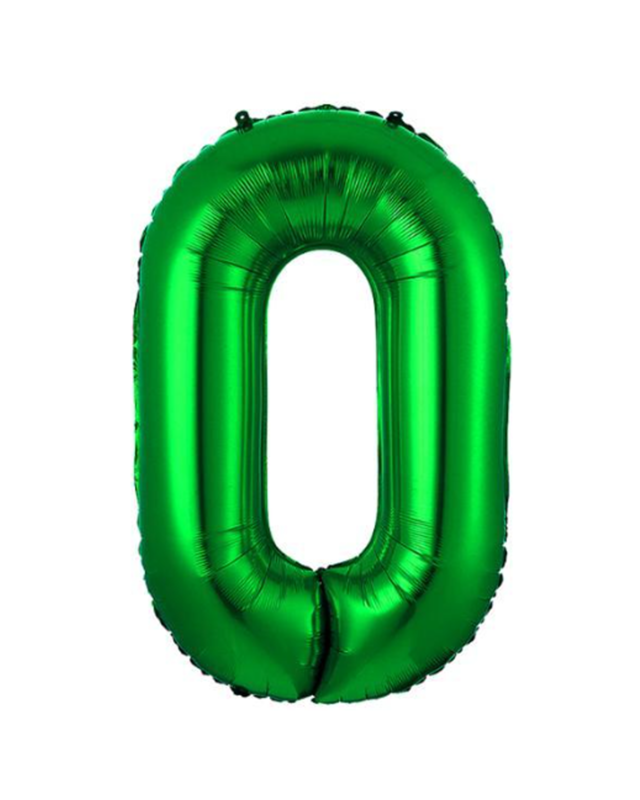 Q2party Folieballon Cijfer 0 Groen - XL 86 Cm