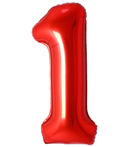 Q2party Folie Ballon Cijfer 1 Rood - XL 86 Cm