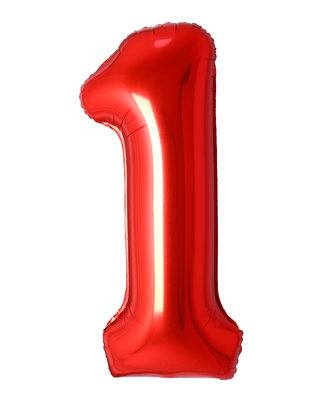 Q2party Folie Ballon Cijfer 1 Rood - XL 86 Cm