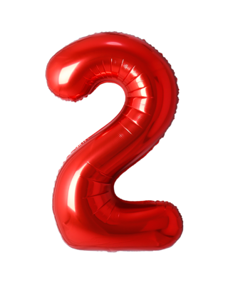 Q2party Folie Ballon Cijfer 2 Rood - XL 86 Cm