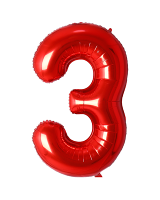 Q2party Folie Ballon Cijfer 3 Rood - XL 86 Cm