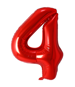 Q2party Folie Ballon Cijfer 4 Rood - XL 86 Cm