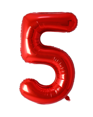 Q2party Folie Ballon Cijfer 5 Rood - XL 86 Cm
