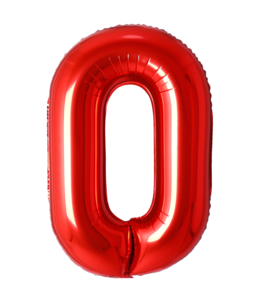 Q2party Folie Ballon Cijfer 0 Rood - XL 86 Cm