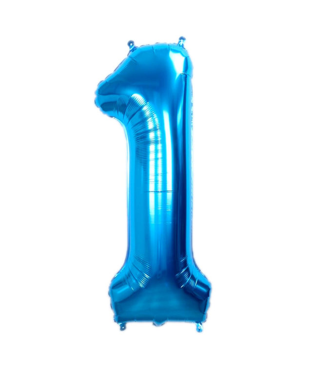 Q2party Folieballon Cijfer 1 Blauw - 70 Cm