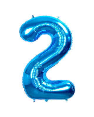 Q2party Folie Ballon Cijfer 2 Blauw - 70 Cm