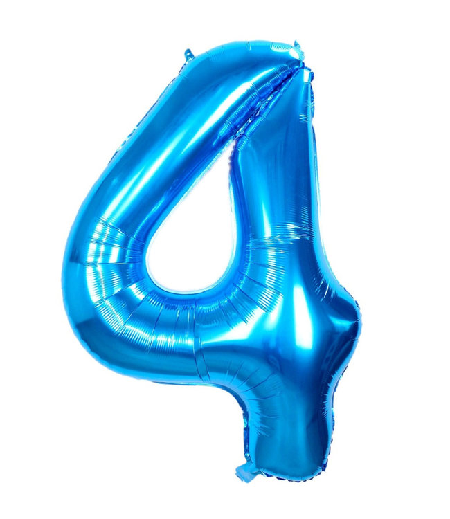 Q2party Folieballon Cijfer 4 Blauw - 70 Cm