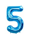 Q2party Folie Ballon Cijfer 5 Blauw - 70 Cm