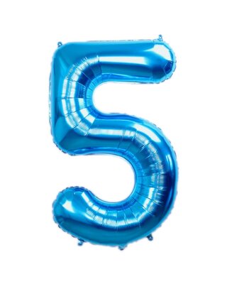 Q2party Folie Ballon Cijfer 5 Blauw - 70 Cm