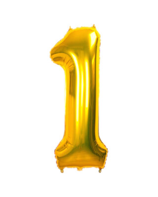 Q2party Folie Ballon Cijfer 1 Goud - 70 Cm