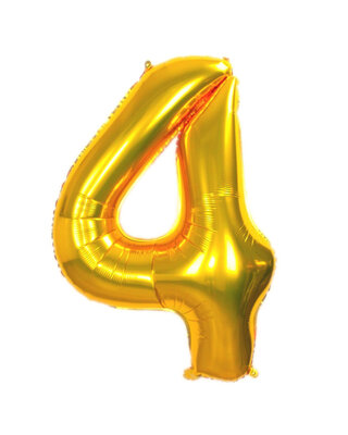 Q2party Folie Ballon Cijfer 4 Goud - 70 Cm