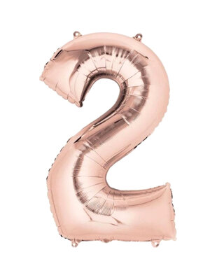 Q2party Folie Ballon Cijfer 2 Rose goud - 70 Cm