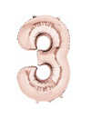 Q2party Folie Ballon Cijfer 3 Rose goud - 70 Cm