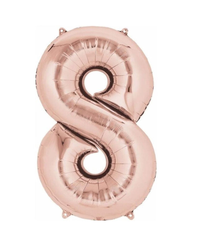 Q2party Folieballon Cijfer 8 Rose goud - 70 Cm