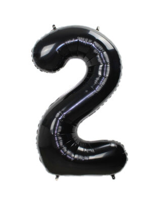 Q2party Folie Ballon Cijfer 2 Zwart - 70 Cm