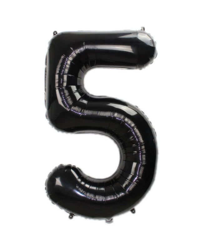 Q2party Folieballon Cijfer 5 Zwart - 70 Cm