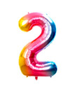 Q2party Folie Ballon Cijfer 2 Regenboog - 70 Cm