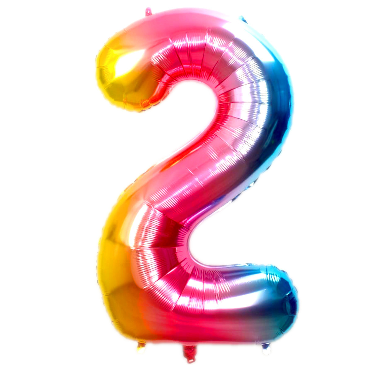 Q2party Folieballon Cijfer 2 Regenboog - 70 Cm