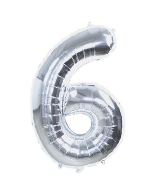 Q2party Folie Ballon Cijfer 6 Zilver - 70 Cm