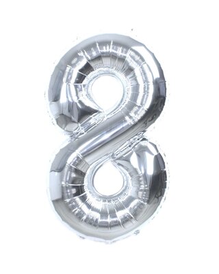 Q2party Folie Ballon Cijfer 8 Zilver - 70 Cm