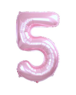 Q2party Folie Ballon Cijfer 5 Roze - 70 Cm
