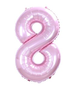 Q2party Folie Ballon Cijfer 8 Roze - 70 Cm