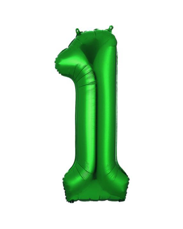 Q2party Folieballon Cijfer 1 Groen - 70 Cm