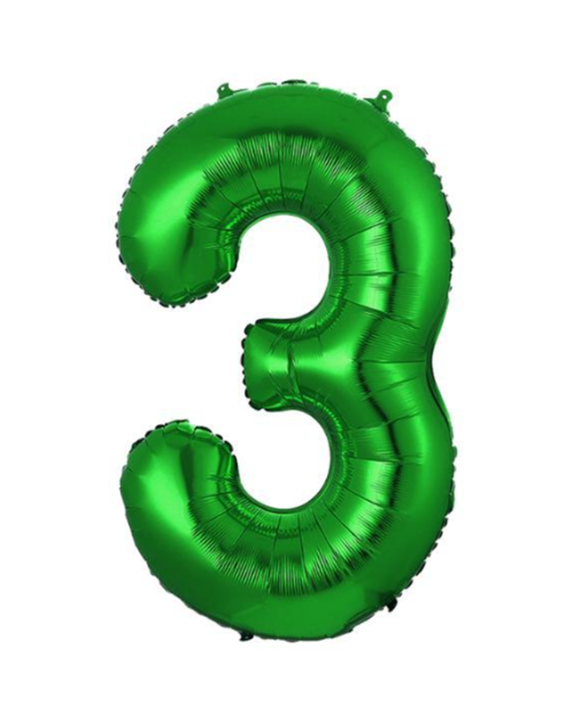 Q2party Folieballon Cijfer 3 Groen - 70 Cm