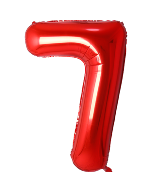 Q2party Folie Ballon Cijfer 7 Rood - 70 Cm
