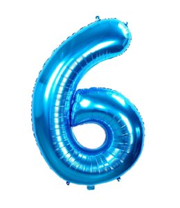 Q2party Folie Ballon Cijfer 6 Blauw - 36 Cm