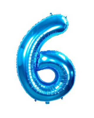 Q2party Folie Ballon Cijfer 6 Blauw - 36 Cm