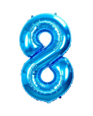 Q2party Folie Ballon Cijfer 8 Blauw - 36 Cm