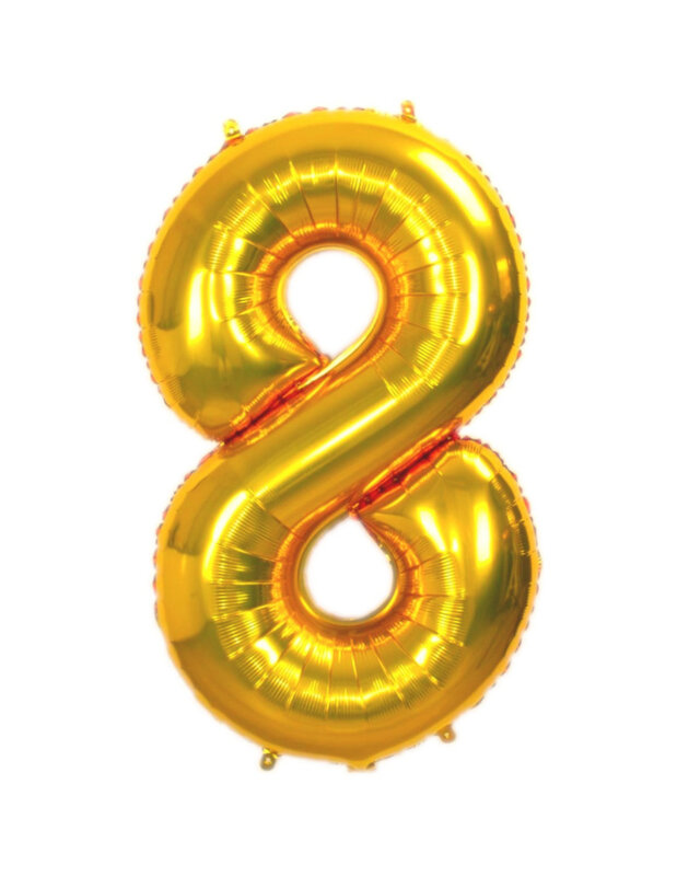 Q2party Folieballon Cijfer 8 Goud - 36 Cm