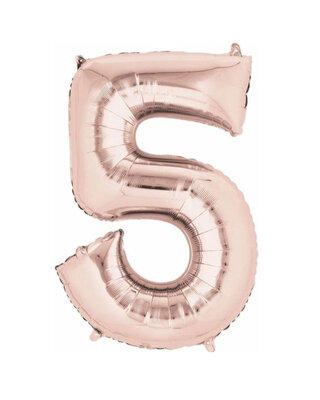 Q2party Folie Ballon Cijfer 5 Rose goud - 36 Cm