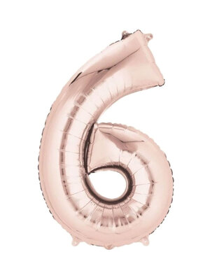 Q2party Folie Ballon Cijfer 6 Rose goud - 36 Cm